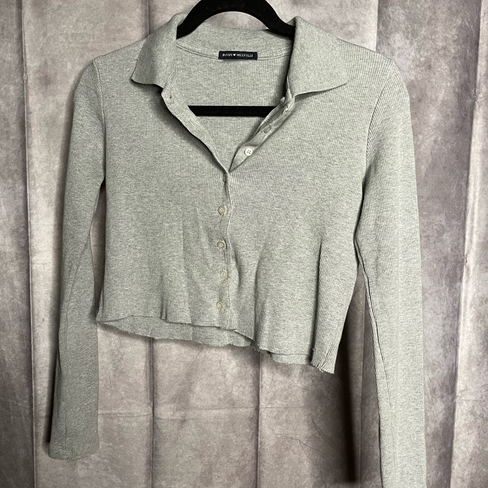 Brandy Melville Light Gray Button-Down Shirt
